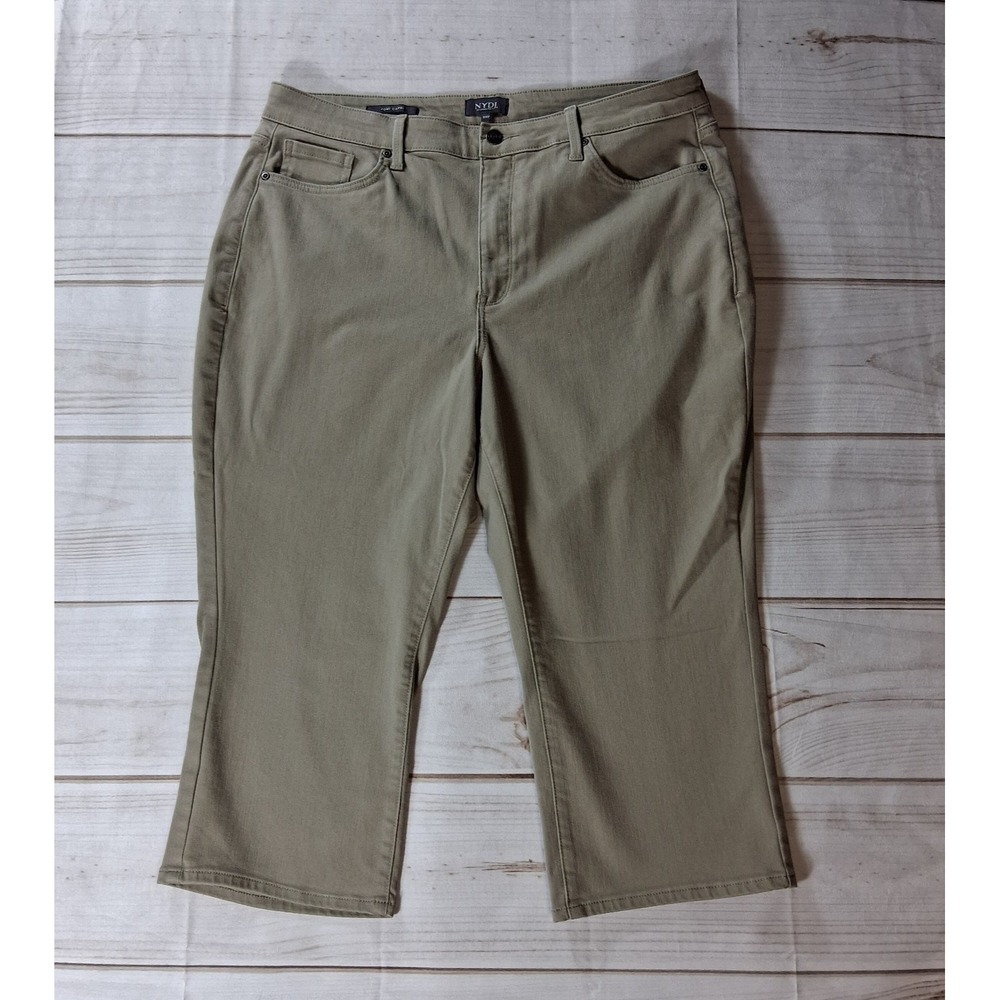 NYDJ Joni Capri Jeans Womens 16WP Khaki High Rise Lift Tuck Stretch Plus Petite
